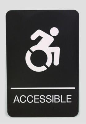 Ada Sign, Accessible, 6 x 9, Black Face, White Graphics