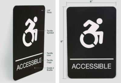 Ada Sign, Accessible, 6 x 9, Black Face, White Graphics
