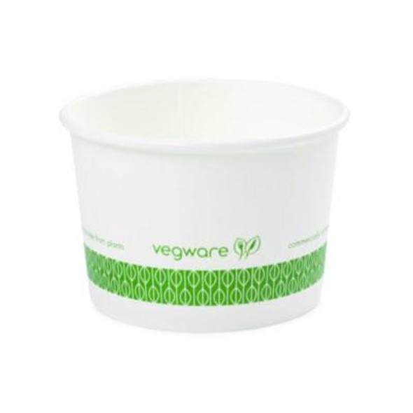 Soup Containers, 8 Oz, 3.5" Diameter x 2.4" h, White/Green, Paper, 1,000/Carton