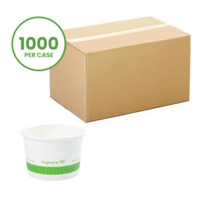 Soup Containers, 8 Oz, 3.5" Diameter x 2.4" h, White/Green, Paper, 1,000/Carton