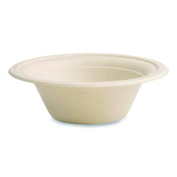 Nourish Molded Fiber Tableware, Compostable, Bowl, Sugarcane, 12 Oz, White, 1,000/Carton