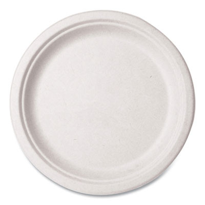 Nourish Molded Fiber Tableware, Compostable, Plate, Sugarcane, 10" Dia, White, 500/Carton