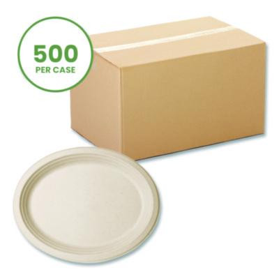 Nourish Molded Fiber Tableware, Compostable, Platter, Sugarcane, 8 x 10, White, 500/Carton
