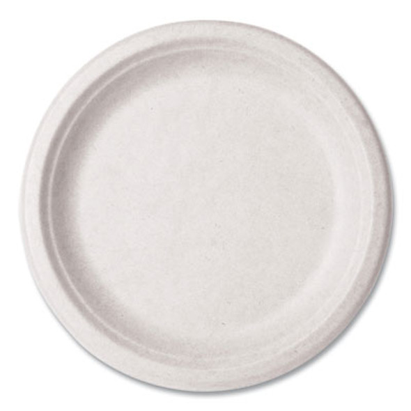 Nourish Molded Fiber Tableware, Compostable, Plate, Sugarcane, 9" Dia, White, 500/Carton