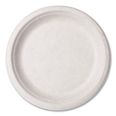 Nourish Molded Fiber Tableware, Compostable, Plate, Sugarcane, 9" Dia, White, 500/Carton
