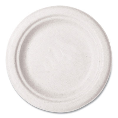 Nourish Molded Fiber Tableware, Compostable, Plate, Sugarcane, 6" Dia, White, 1,000/Carton