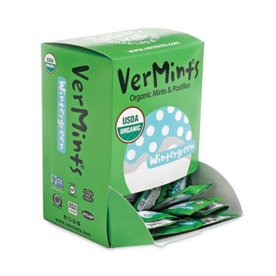 Vermints Organic Mints/Pastilles, Wintergreen, 2 Mints/0.7 Oz, Individually Wrapped, 100/Box