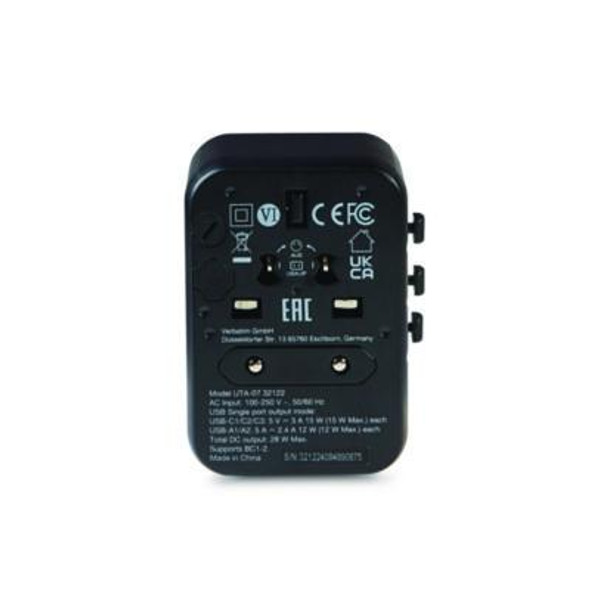 Uta-07 Universal Travel Adapter, (3) Usb-A, (3) Usb-C