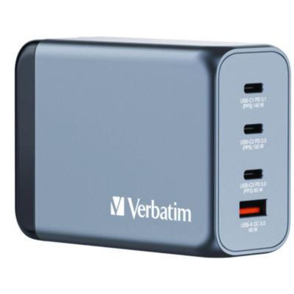 240 W 4-Port Gan Wall Charger, Black/Gray