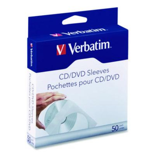 Cd/Dvd Sleeves, 1 Disc Capacity, Clear/White, 50/Box