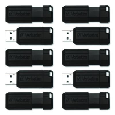 Pinstripe Usb 2.0 Flash Drive, 64 Gb, Black, 10/Pack