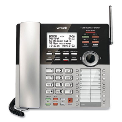 Cm18245 Four-Line Business System Extension Deskset For Use With Vtech Cm18445, Silver/Black