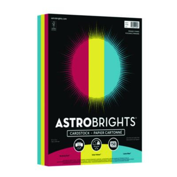 Color Cardstock -"Primary" Assortment, 65 Lb Cover Weight, 8.5 x 11, Assorted Primary Colors, 150/Pack