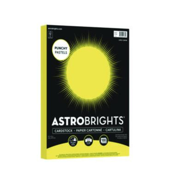 Color Cardstock -"Punchy Pastels" Assortment, 65 Lb Cover Weight, 8.5 x 11, Lively Lemon, 100/Pack