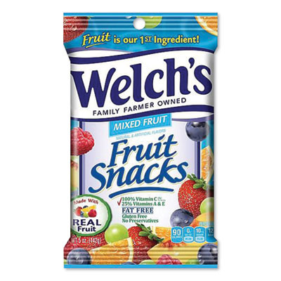 Fruit Snacks, Mixed Fruit, 5 Oz Pouch, 12/Carton
