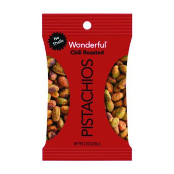No Shells, Chili Roasted Pistachios, 2.25 Oz Packet, 8 Packets/Box, 3 Boxes/Carton