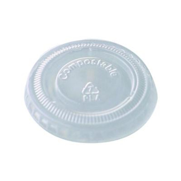 Pla Clear Cold Cup Lids, Fits 1 Oz Portion Cups, Plastic, Clear, 3,000/Carton