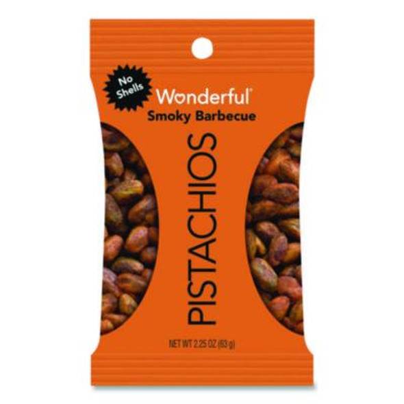 No Shells Smoky Barbecue Pistachios, 2.25 Oz Pack, 8/Box