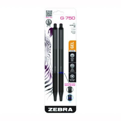 G-750 Gel Pen, Retractable, Medium 0.7 Mm, Black; Blue Ink, Black Barrel, 2/Pack