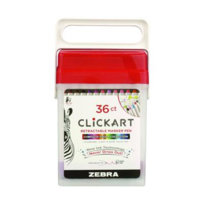 Clickart Porous Point Pen, Retractable, Fine 0.6 Mm, Assorted Ink Colors, White Barrel, 36/Pack