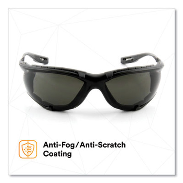 Virtua Ccs Protective Eyewear With Foam Gasket, Black/Gray Plastic Frame, Gray Polycarbonate Lens
