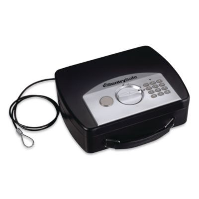 P008e Portable Electronic Security Safe, 0.08 Cu Ft, 10 X 7.9 X 2.9, Black/Silver