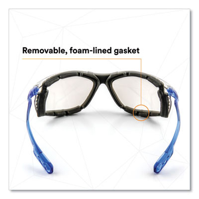 Virtua Ccs Protective Eyewear With Foam Gasket, Blue Half Frame, Clear Dual Lens