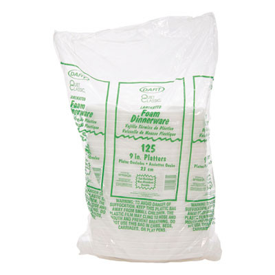 Quiet Classic Laminated Foam Dinnerware, Platter, 6.7 x 9.8, White, 500/Carton