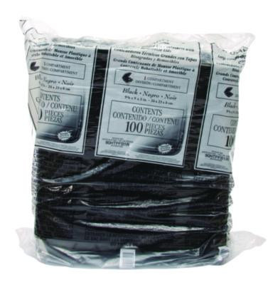 Insulated Foam Hinged Lid Containers, 9.01 x 9.4 x 3.1, Black, 100/Bag, 2 Bags/Carton, 200 Containers/Carton