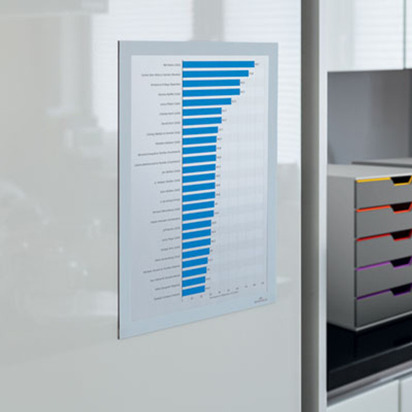 Infoframe Duraframe Self Adhesive Double Sided Sign Holder, 9.5 x 12, White Frame, 2/Pack