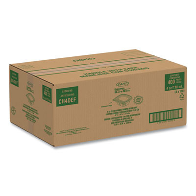 Clearpac Safeseal Tamper-Resistant/Evident Containers, Flat Lid, 4 Oz, 3.72 x 4.2 x 1.41, Clear, 100/Pack, 4 Packs/Carton
