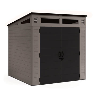 Modernist Storage Shed, 317 Cu Ft, 7 Ft 2.5" x 7 Ft 3.5" x 7 Ft 5.5", Stoney/Black