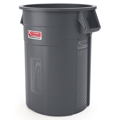 Utility Trash Can, 56.9 Gal, Plastic, Gray