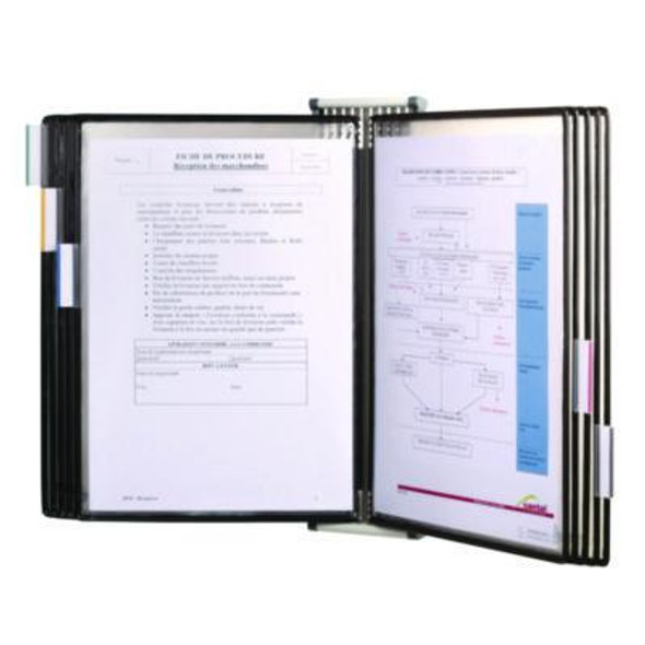 Wall Unit Reference Starter Set With Antimicrobial Display Pockets, 10 Panels With Black Borders, White Base