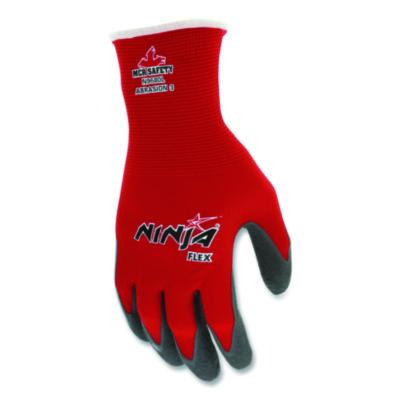 Ninja Flex Latex Coated Palm Gloves, En388: 3131, 10" Long, Medium, Red/Gray, 12 Pairs