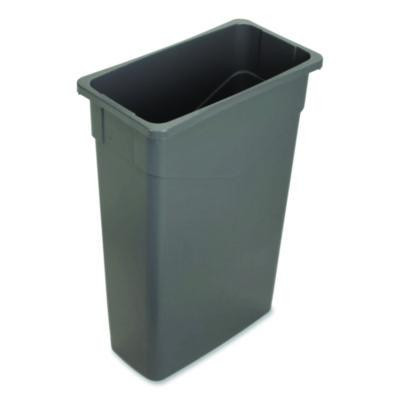 Trimline Rectangle Waste Container, 23 Gal, Plastic, Gray, 4/Carton