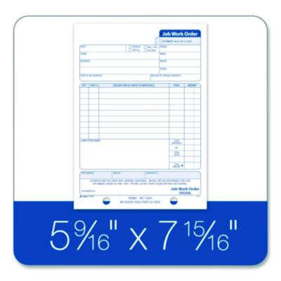 Multipart Job Work Order Pad, Three-Part Carbonless, 5.56 x 7.94, 33 Forms Total