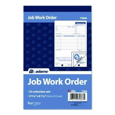 Multipart Job Work Order Pad, Three-Part Carbonless, 5.56 x 7.94, 33 Forms Total