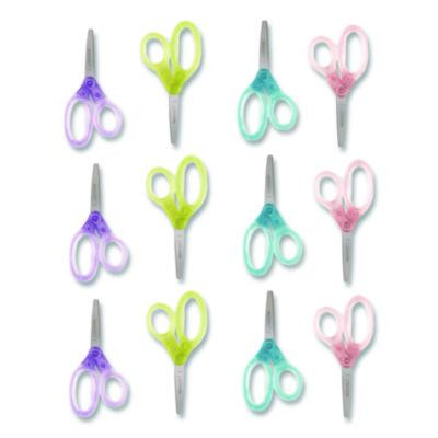 Jellies Kids Scissors, 5" Long, Straight Assorted Handle Colors, 12/Pack