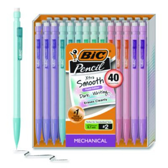 Xtra Smooth Mechanical Pencil, Hb #2 Black Lead, Assorted Pastel Color Barrels, 40/Pack