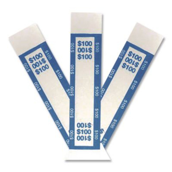 Currency Straps, Self-Adhesive, Ones, $100 Strap, Blue/White, 1,000/Pack