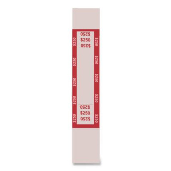 Currency Straps, Self-Adhesive, Ones, $250 Strap, Pink/White, 1,000/Pack
