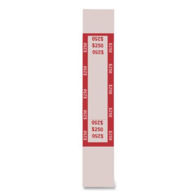 Currency Straps, Self-Adhesive, Ones, $250 Strap, Pink/White, 1,000/Pack