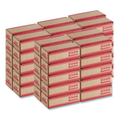 Quarters Coin Box, Accommodates $500 In Quarters, 15.5" x 19.25" x 4.5", Orange/Kraft, 50/Pack