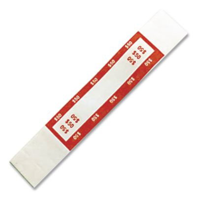 Currency Straps, Self-Adhesive, Ones, $50 Strap, Orange/White, 1,000/Pack