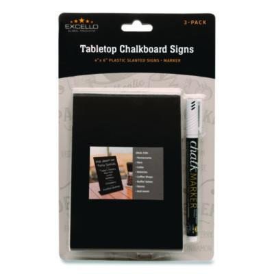 Tabletop Chalkboard Signs, Black Surface, 4 x 6, 3/Pack