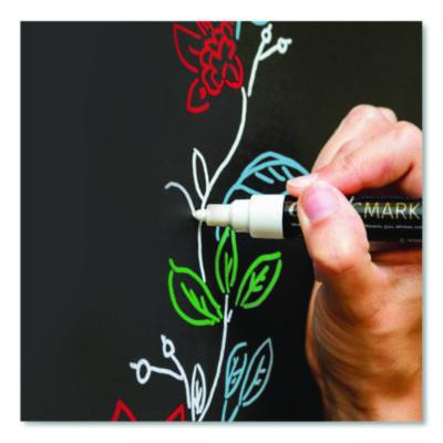 Liquid Chalk Markers, Assorted Tip Sizes And Types, White, 3/Pack