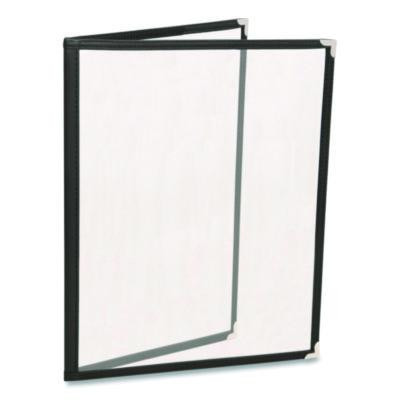 Menu Holder For 8.5 x 11 Menus, Portrait Orientation, 4-View, 9.6 x 12 Holder, Clear/Black/Silver, 10/Pack
