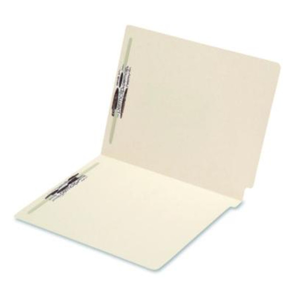 End Tab Fastener Folders With Embossed Labeling Lines, Straight Tab, Expands 0.75", 2 Fasteners, Letter Size, Manila, 50/Box