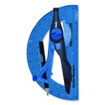 Locking Compass And Protractor Set, 12" Maximum Diameter, 6" Ruler Edge, Randomly Assorted Colors
